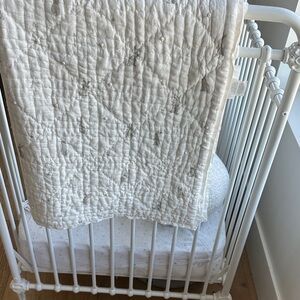 Pehr Neutral Ivory Quilted Baby Crib Blanket - Soft Cotton NWOT